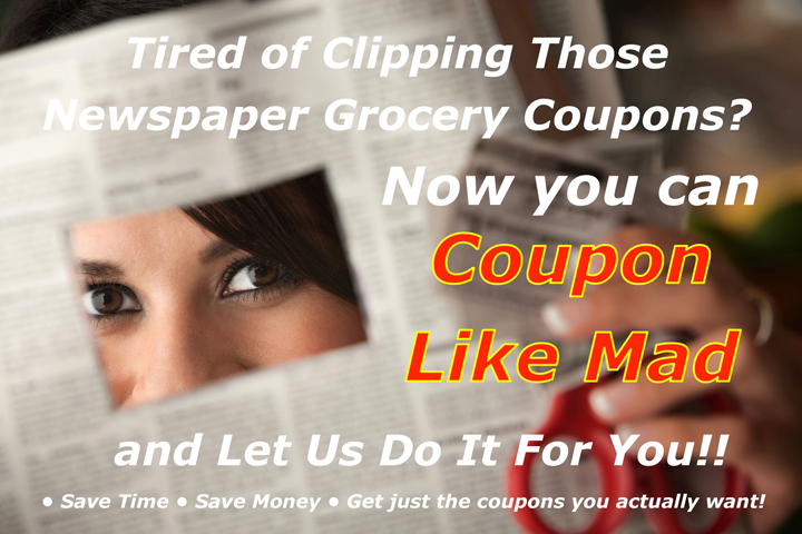 Picture of Woman looking through newspaper coupons - Coupon Like Mad